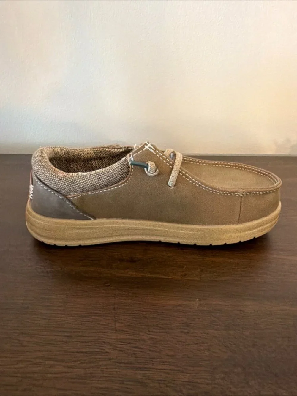 Hey Dude Paul Youth Classic Tan Kids Slip On Shoes Size C12 Excellent